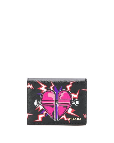 prada heart print wallet|authentic prada wallet sale.